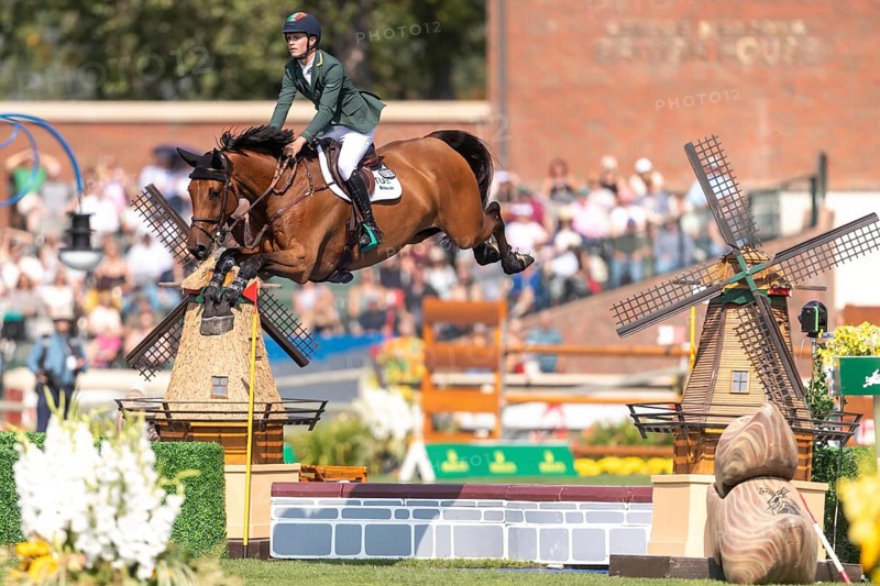 Tom Wachman of Ireland, riding Tabasco De Toxandria Z, competes in the first round of the 2025 BMO Nations Cup during the Spruce Meadows Masters on September 6, 2025 in Calgary, Alberta, Canada, North America