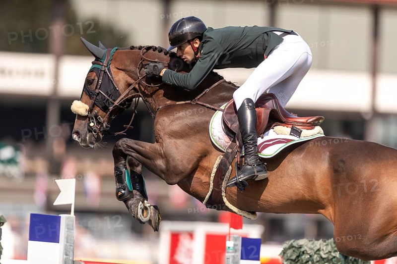 Pedro Junquiera Muylaert of Brazil, riding Quax 76, competes in the first round of the 2025 BMO Nations Cup during the Spruce Meadows Masters on September 6, 2025 in Calgary, Alberta, Canada, North America