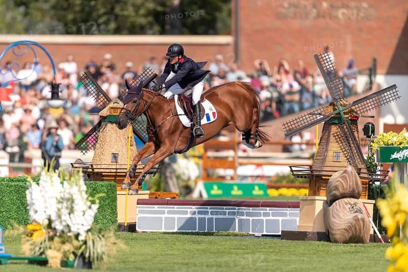 Emeric George of France, riding Dune Du Ru, competes in the first round of the 2025 BMO Nations Cup during the Spruce Meadows Masters on September 6, 2025 in Calgary, Alberta, Canada, North America