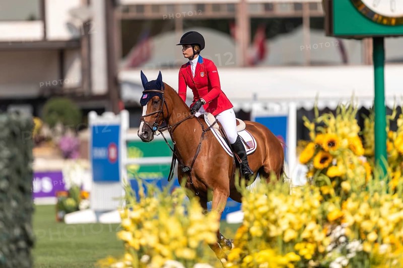Elena Haas of the USA, riding Claude, competes in the first round of the 2025 BMO Nations Cup during the Spruce Meadows Masters on September 6, 2025 in Calgary, Alberta, Canada, North America