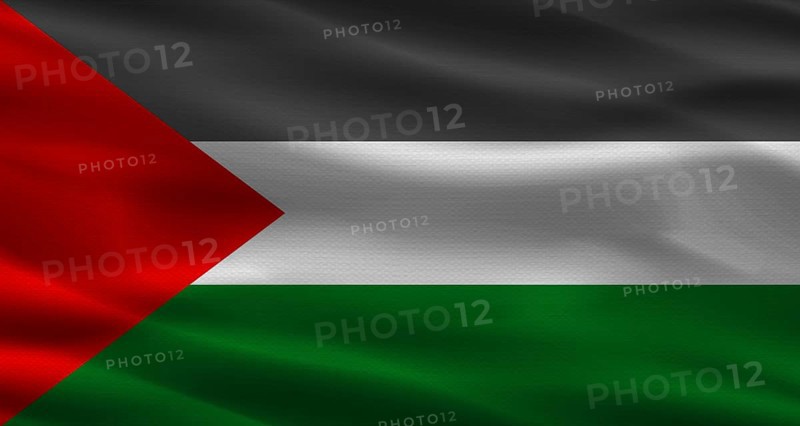 Palestine flag with fabric texture. Realistic flag of Palestine waving