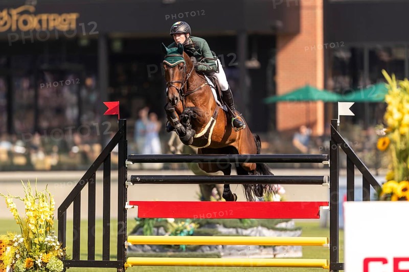 Daniel Coyle of Ireland, riding Legacy, competes in the first round of the 2025 BMO Nations Cup during the Spruce Meadows Masters on September 6, 2025 in Calgary, Alberta, Canada, North America