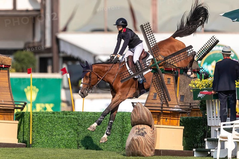 Nina Mallevaey of France, riding Nikka VD Bisschop, competes in the first round of the 2025 BMO Nations Cup during the Spruce Meadows Masters on September 6, 2025 in Calgary, Alberta, Canada, North America
