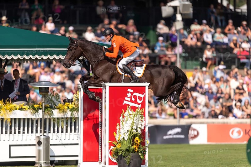 Michael Greeve of the Netherlands, riding Denver, competes in the first round of the 2025 BMO Nations Cup during the Spruce Meadows Masters on September 6, 2025 in Calgary, Alberta, Canada, North America