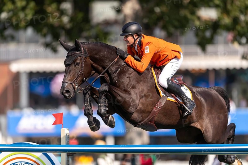 Michael Greeve of the Netherlands, riding Denver, competes in the first round of the 2025 BMO Nations Cup during the Spruce Meadows Masters on September 6, 2025 in Calgary, Alberta, Canada, North America