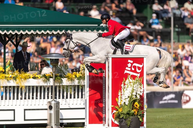 Marcus Saurugg of Austria, riding Oboras Crunchy Nut, competes in the first round of the 2025 BMO Nations Cup during the Spruce Meadows Masters on September 6, 2025 in Calgary, Alberta, Canada, North America