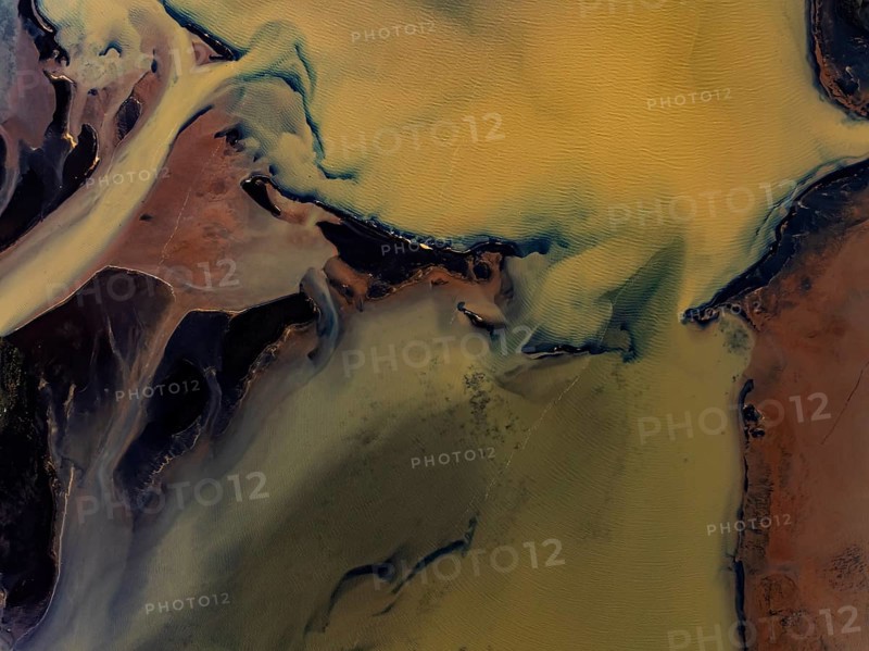 River, river course, river delta, branches, aerial view, wild river, summer, marshland, sediments, sulphur, South Iceland, Iceland