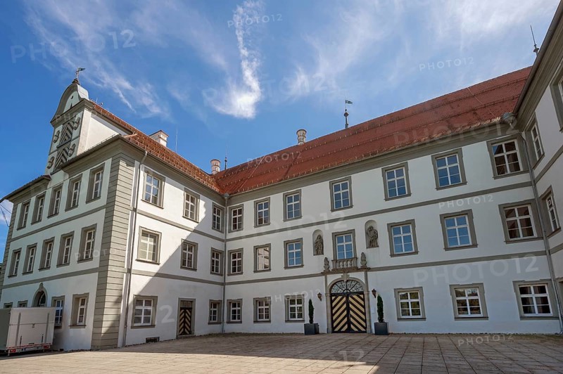 West façade, New Castle in Kisslegg, Allgäu, Baden-Württemberg, Germany