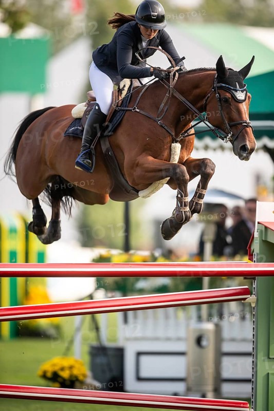 Alessandra Reich of Austria, riding Oeli R, competes in the 2025 Spruce Meadows Masters on September 4, 2025 in Calgary, Alberta, Canada, North America