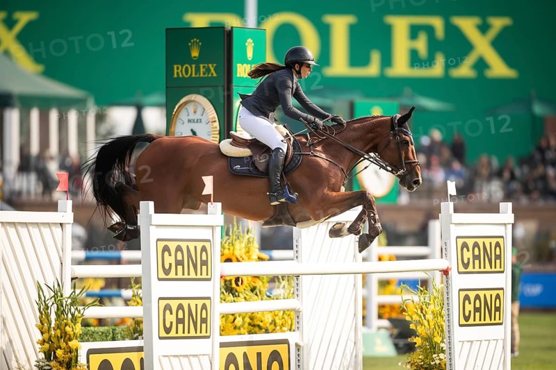 Alessandra Reich of Austria, riding Oeli R, competes in the 2025 Spruce Meadows Masters on September 4, 2025 in Calgary, Alberta, Canada, North America