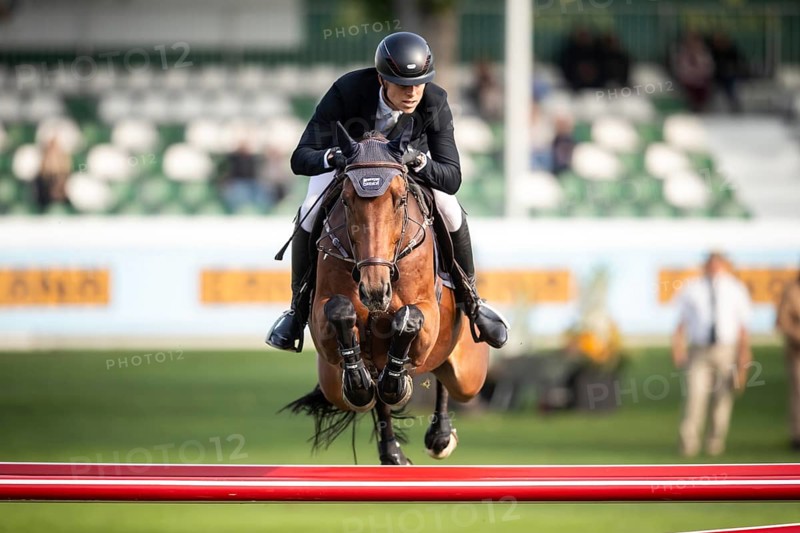 Max Kuhner of Austria, riding Elektric Blue P, competes in the 2025 Spruce Meadows Masters on September 4, 2025 in Calgary, Alberta, Canada, North America