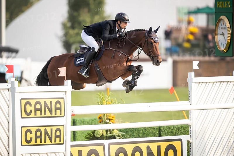 Max Kuhner of Austria, riding Elektric Blue P, competes in the 2025 Spruce Meadows Masters on September 4, 2025 in Calgary, Alberta, Canada, North America