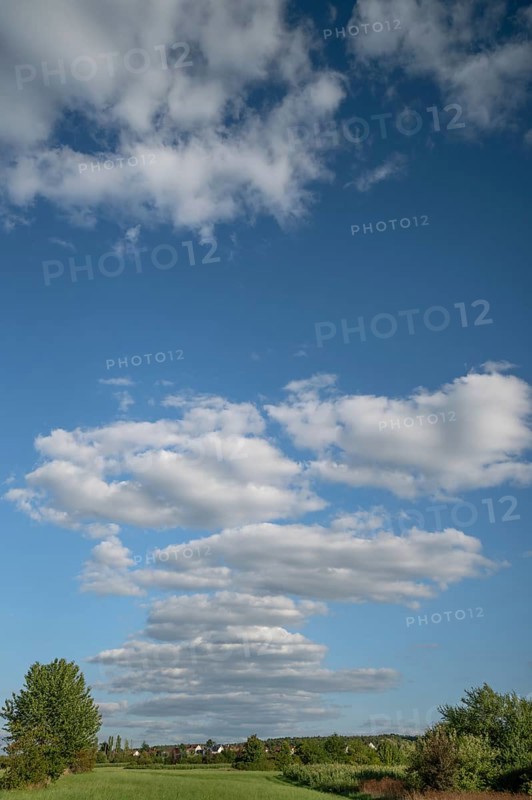 Landscape with cloudy sky, Eckental, Middle Franconia, Bavaria, Germany