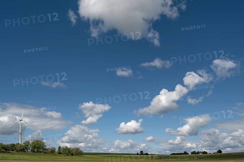 Wind turbine in open landscape, Karsberg, Upper Franconia, Bavaria, Germany