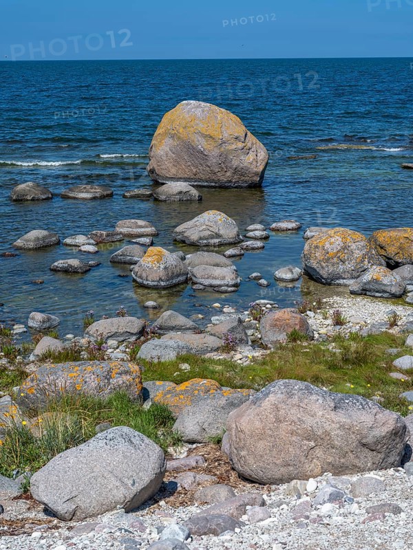 Stones on the shore of the island of Stora grundet on the northern tip of the Swedish island of Öland in the Baltic Sea, Öland, Sweden
