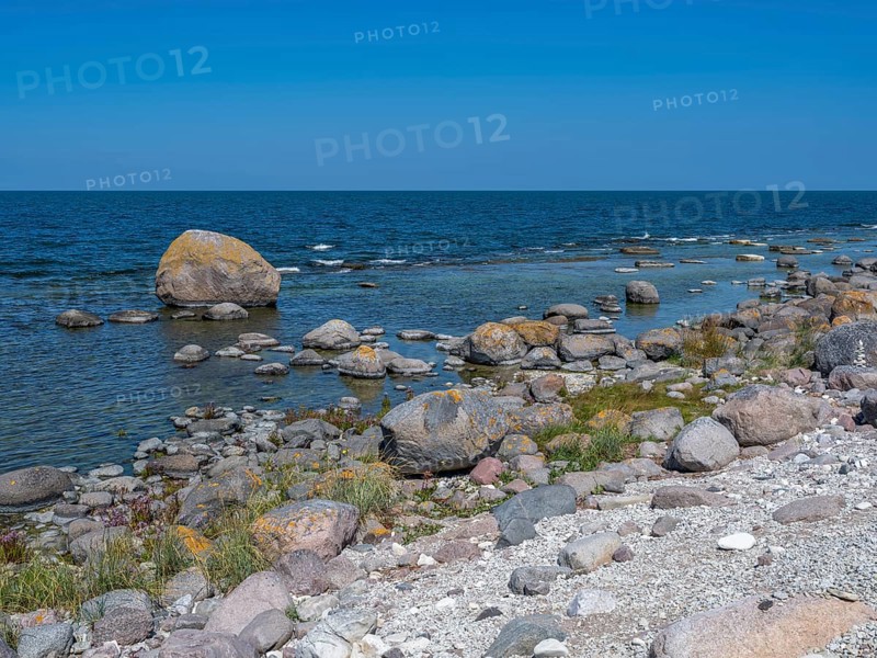 Stones on the shore of the island of Stora grundet on the northern tip of the Swedish island of Öland in the Baltic Sea, Öland, Sweden