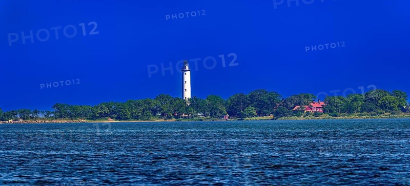 Long Erik lighthouse, Long Erik, on the northern tip of the Swedish island of Stora grundet in the Baltic Sea, panoramic photo, Stora grundet, Öland, Sweden
