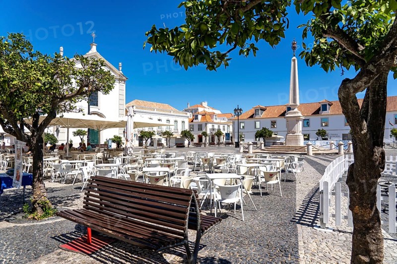 The central square Praça Marquês de Pombal, in the town of Vila Real de Santo António, on the border with Spain, Algarve, Portugal