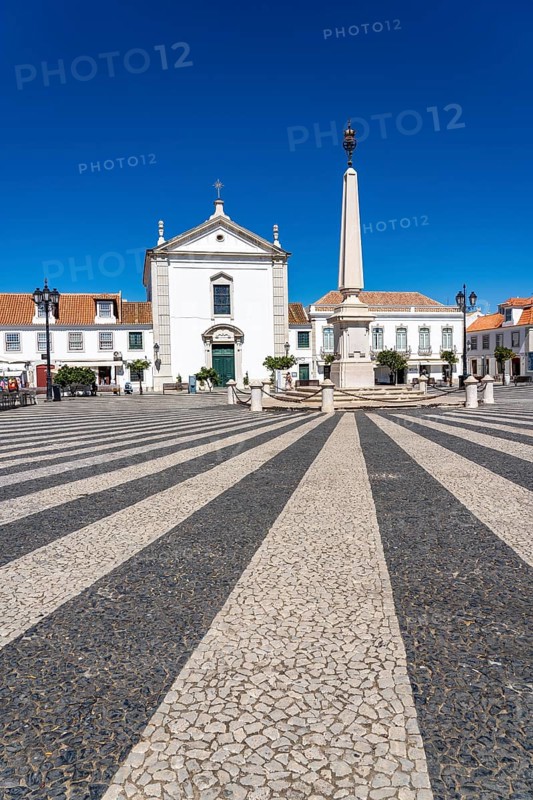 The central square Praça Marquês de Pombal, in the town of Vila Real de Santo António, on the border with Spain, Algarve, Portugal