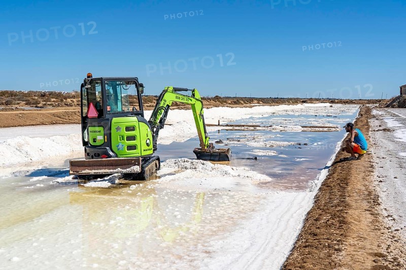 Salt extraction on the Algarve coast in Portugal, 95 per cent of Portuguese sea salt is extracted here, salt works near Tavira