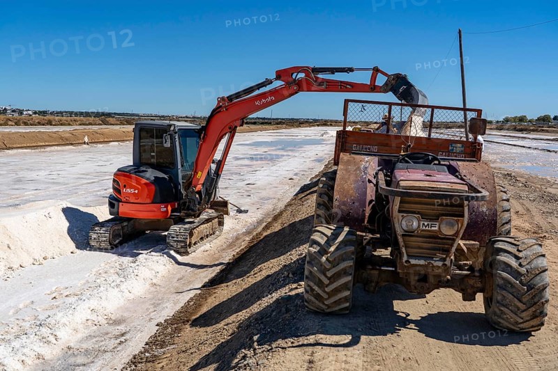 Salt extraction on the Algarve coast in Portugal, 95 per cent of Portuguese sea salt is extracted here, salt works near Tavira