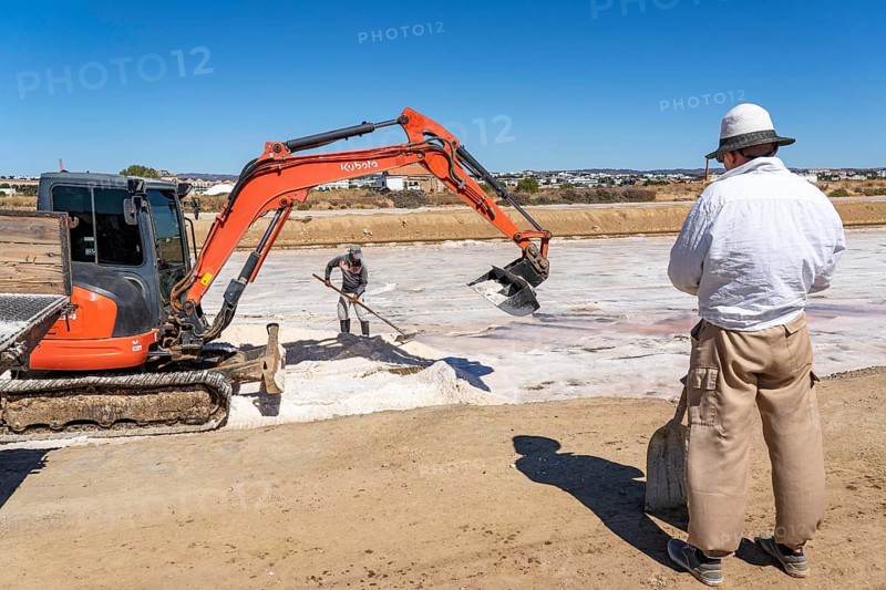 Salt extraction on the Algarve coast in Portugal, 95 per cent of Portuguese sea salt is extracted here, salt works near Tavira