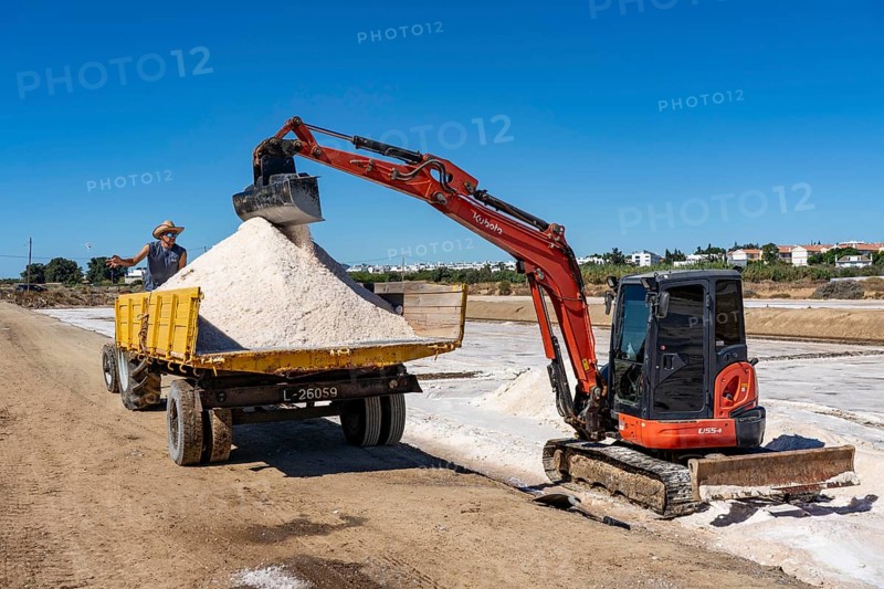 Salt extraction on the Algarve coast in Portugal, 95 per cent of Portuguese sea salt is extracted here, salt works near Tavira