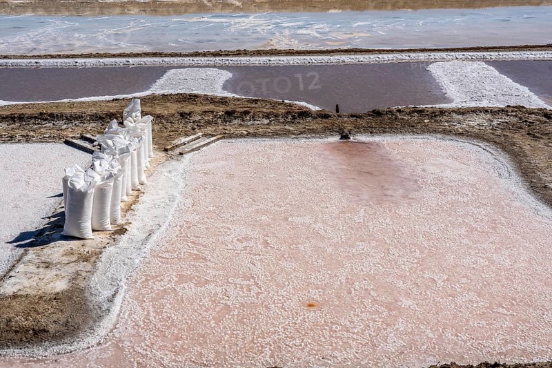 Salt extraction on the Algarve coast in Portugal, 95 per cent of Portuguese sea salt is extracted here, salt works near Tavira