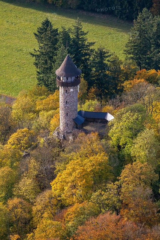 Aerial view, Wildenburg castle ruins in the Wildenburg nature reserve near Kempfeld in the Idarwald mountain range in the Hunsrück, Kempfeld, Saarland, Rhineland-Palatinate, Germany, Europe, birds-eyes view, aerial view, aerial photography, aerial photography, overview, bird's eye view