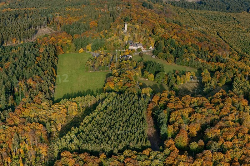 Aerial view, Wildenburg castle ruins in the Wildenburg nature reserve near Kempfeld in the Idarwald mountain range in the Hunsrück, Hettenrodt, Saarland, Rhineland-Palatinate, Germany, Europe, birds-eyes view, aerial photography, aerial photography, overview, bird's eye view