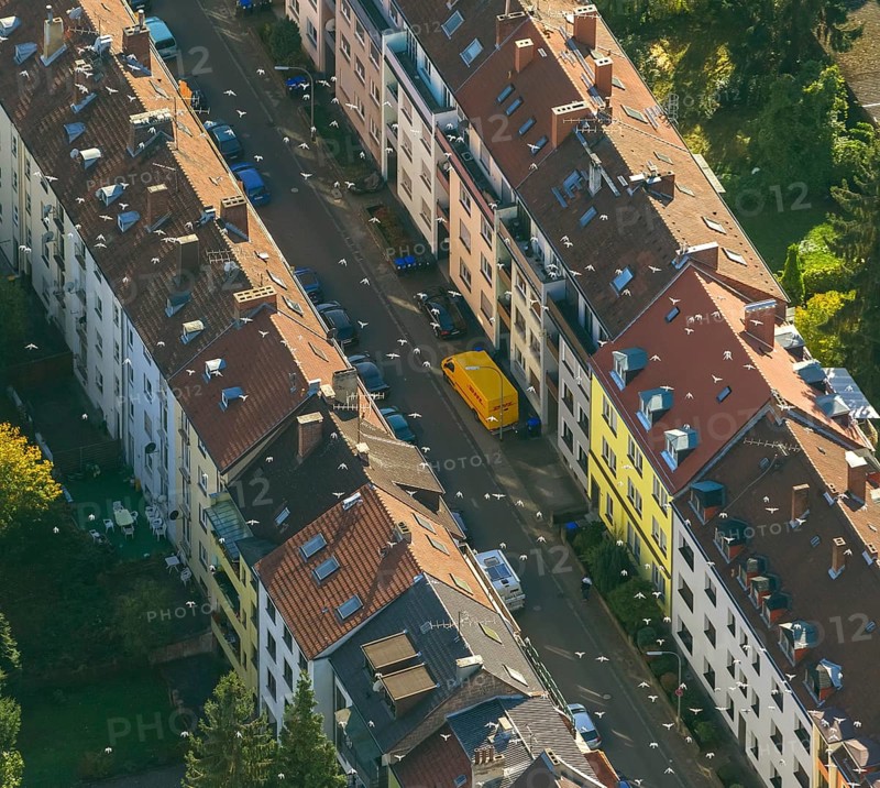 Carrier pigeons over Reuterstraße, perimeter block development, Saarbrücken, Saarland, Germany, Europe, aerial view, birds-eyes view, aerial photography, aerial photography, overview, overview, bird's eye view, state capital