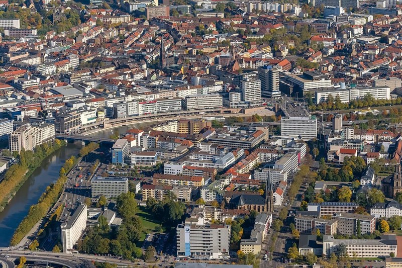 Saarbrücken centre Hohenzollernstraße, Saarbrücken, Saarland, Germany, Europe, aerial view, birds-eyes view, aerial photography, aerial photography, overview, bird's eye view, state capital