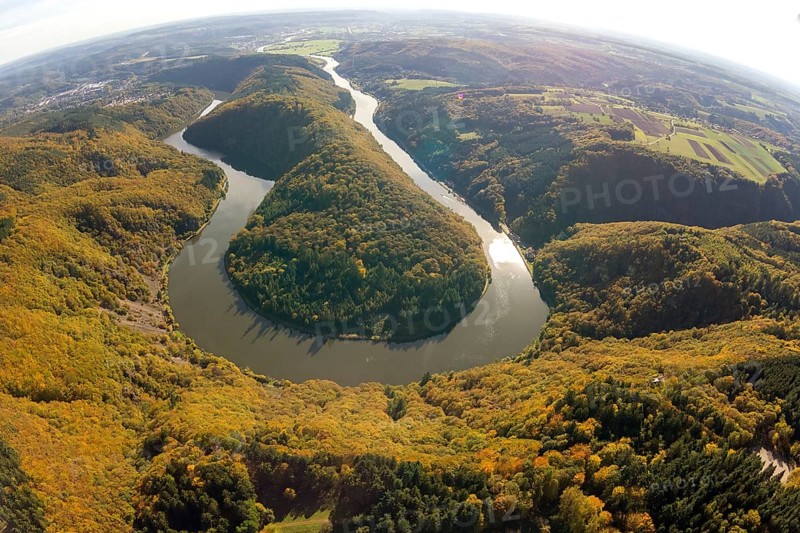 Aerial photo, Saarschleife, Saar, Burg Montclair, Mettlach, Saarland, Germany, Europe, birds-eyes view, aerial photography, aerial photography, overview, overview, bird's eye view