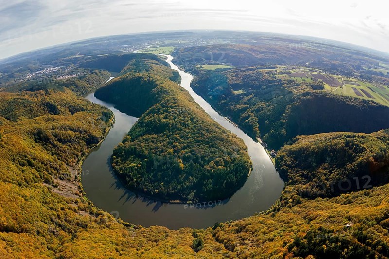 Aerial photo, Saarschleife, Saar, Burg Montclair, Mettlach, Saarland, Germany, Europe, birds-eyes view, aerial photography, aerial photography, overview, overview, bird's eye view
