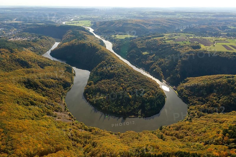 Aerial photo, Saarschleife, Saar, Burg Montclair, Mettlach, Saarland, Germany, Europe, birds-eyes view, aerial photography, aerial photography, overview, overview, bird's eye view