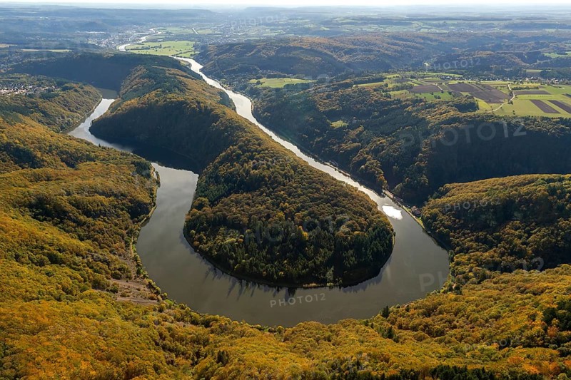 Aerial photo, Saarschleife, Saar, Burg Montclair, Mettlach, Saarland, Germany, Europe, birds-eyes view, aerial photography, aerial photography, overview, overview, bird's eye view