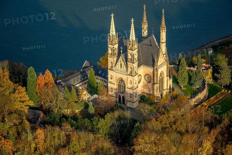 Apollinaris Church, place of worship, Apollinaris slope, on the Rhine, Remagen, Rhine Valley, Rhineland-Palatinate, Germany, Europe, aerial photo, birds-eyes view, aerial photography, aerial photography, overview, bird's eye view