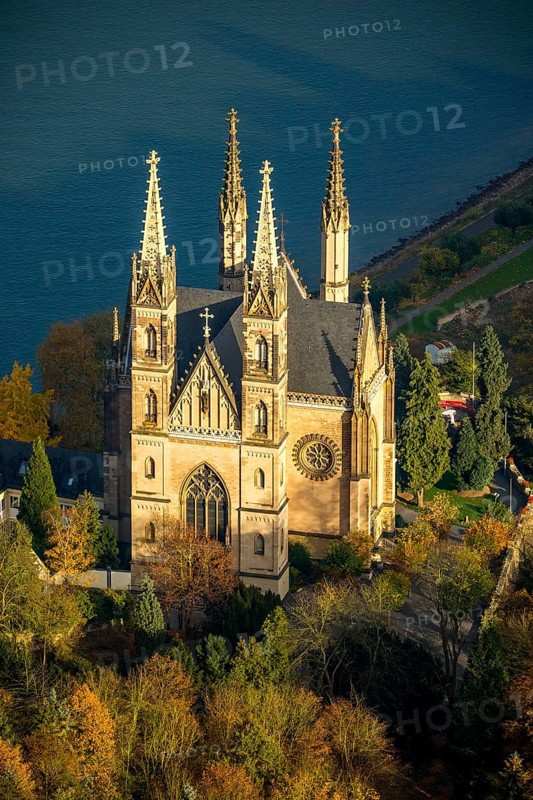 Apollinaris Church, place of worship, Apollinaris slope, on the Rhine, Remagen, Rhine Valley, Rhineland-Palatinate, Germany, Europe, aerial photo, birds-eyes view, aerial photography, aerial photography, overview, bird's eye view