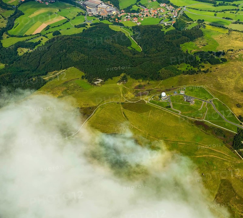 Gliding Centre, German Gliding Museum, Wasserkuppe in the Hessian district of Fulda, Poppenhausen (Wasserkuppe), Taunus, Hesse, Germany, Gersfeld (Rhön), Europe, aerial photo, birds-eyes view, aerial photograph, aerial photography, overview, bird's eye view
