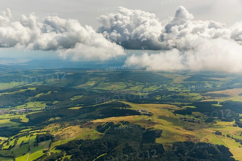 Gliding Centre, German Gliding Museum, Wasserkuppe in the Hessian district of Fulda, Poppenhausen (Wasserkuppe), Taunus, Hesse, Germany, Europe, aerial photo, birds-eyes view, aerial photograph, aerial photography, aerial photography, overview, bird's eye view