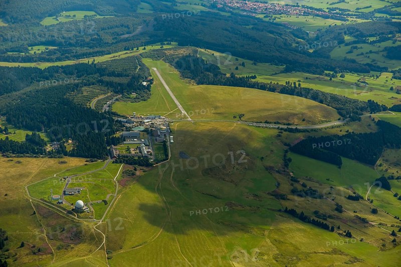 Gliding Centre, German Gliding Museum, Wasserkuppe in the Hessian district of Fulda, Poppenhausen (Wasserkuppe), Taunus, Hesse, Germany, Europe, aerial photo, birds-eyes view, aerial photograph, aerial photography, aerial photography, overview, bird's eye view