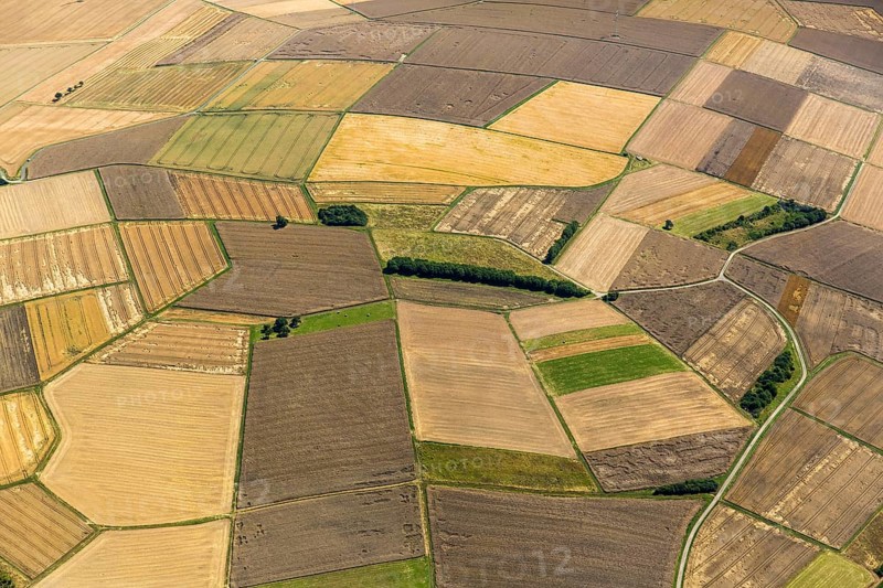 Harvested fields, small fields from inheritance divisions, agriculture, Aarbergen, Hesse, Germany, Europe, aerial view, birds-eyes view, aerial photography, aerial photography, overview, bird's eye view