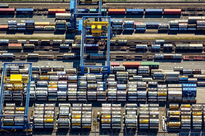 KTL Kombo-Terminal Ludwigshafen, container terminal, logistics, container loading, container, chemical container, Ludwigshafen am Rhein, Rhineland-Palatinate, Germany, Europe, aerial photo, birds-eyes view, aerial photography, aerial photography, overview, overview, bird's eye view