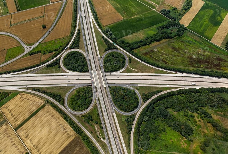 Motorway junction Walldorf, A5 and A6, cloverleaf, Walldorf, Baden-Württemberg, Germany, Europe, aerial photo, birds-eyes view, aerial photography, aerial photography, overview, bird's eye view