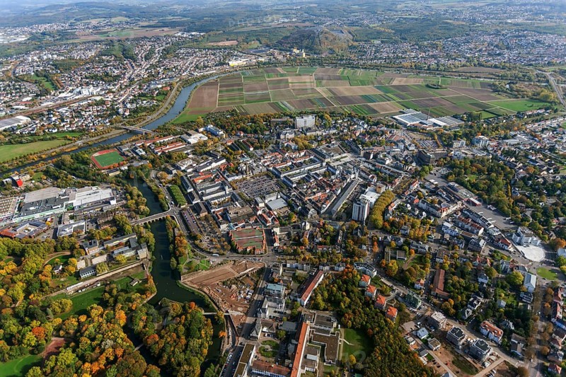 City centre, Saarlouis, Saarbrücken, Saarland, Germany, Europe, aerial view, birds-eyes view, aerial photography, aerial photography, overview, bird's eye view