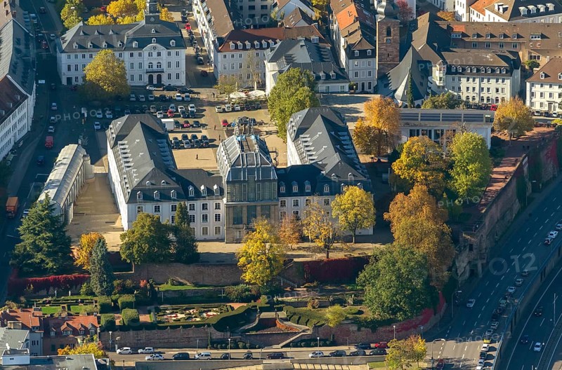 Saarbrücken Castle, Saarbrücken Palace, Saarbrücken Regional Association, at the Old Town Hall, Saarbrücken, Saarland, Germany, Europe, aerial view, birds-eyes view, aerial photography, aerial photography, overview, overview, bird's eye view, state capital