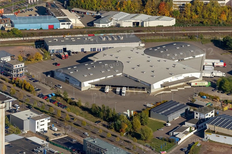 Saarbrücken Wholesale Market Saarbrücken, Saarbrücken, Saarland, Germany, Europe, aerial view, birds-eyes view, aerial photography, aerial photography, aerial photography, overview, bird's eye view, state capital