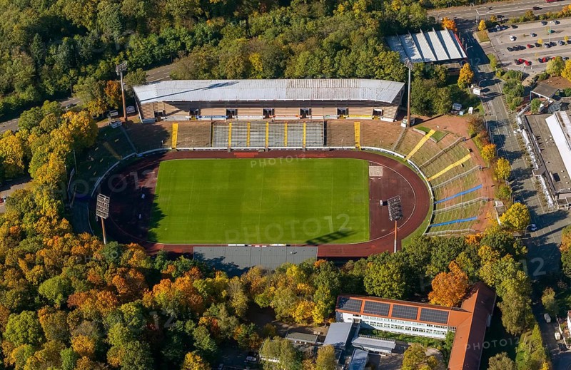 Stadium, Ludwigsparkstadion, 1.FC Saarbrücken, Saarbrücken, Saarland, Germany, Europe, aerial view, birds-eyes view, aerial photography, aerial photography, overview, overview, bird's eye view, state capital