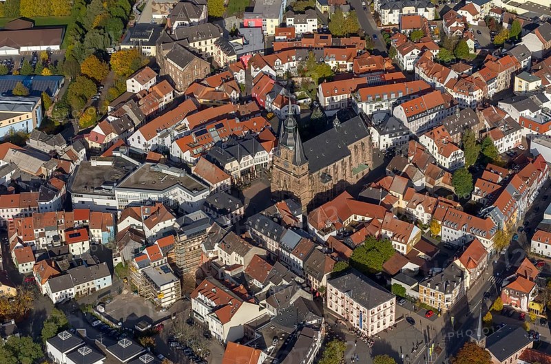 Wendalinusbasilika, basilica, Sankt Wendel, Saarbrücken, Saarland, Germany, Europe, aerial view, birds-eyes view, aerial photography, aerial photography, overview, overview, bird's eye view