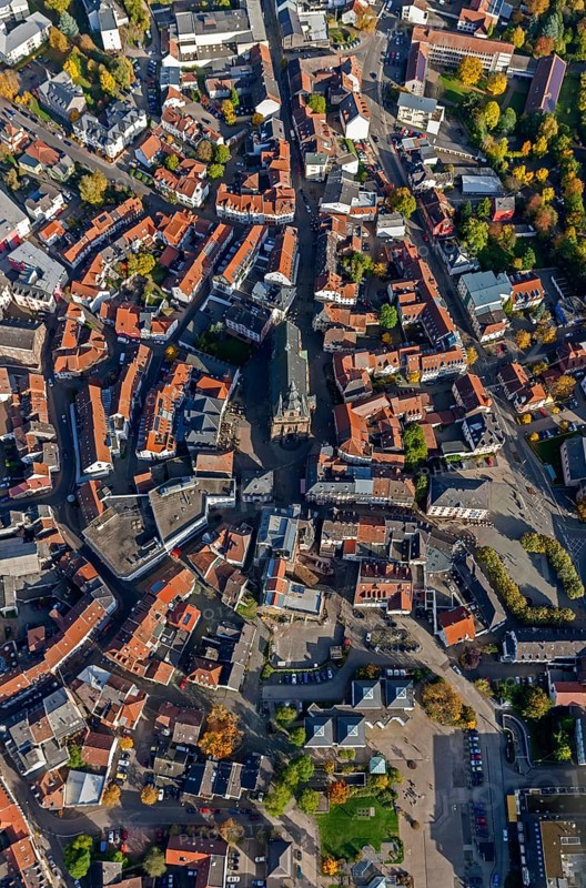 Wendalinusbasilika, basilica, Sankt Wendel, Saarbrücken, Saarland, Germany, Europe, aerial view, birds-eyes view, aerial photography, aerial photography, overview, overview, bird's eye view